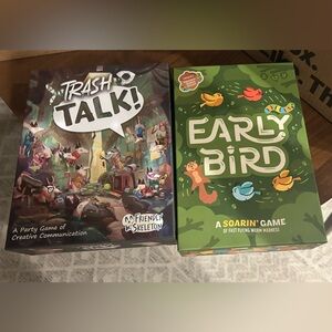 Trash Talk & Early Bird Game Like-new Plus Unopened LCR and Uno Go